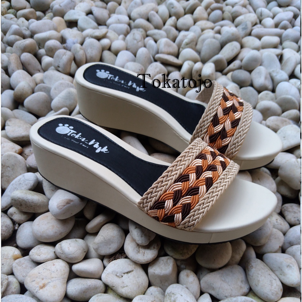 Sandal wedges wanita terbaru/sandal wedges turky/sandal wanita terbaru realpict hak 5 cm