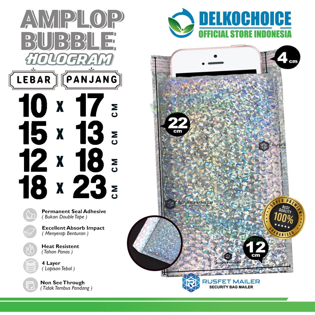 

Amplop Bubble Mailer HOLOGRAM Bubblewrap Envelope Rusfet Premium