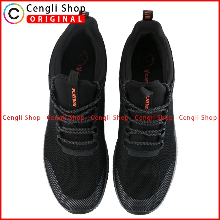 PLAYBOY SEPATU SNEAKER CASUAL PRIA ORIGINAL TERBARU BRANDED HITAM PL15