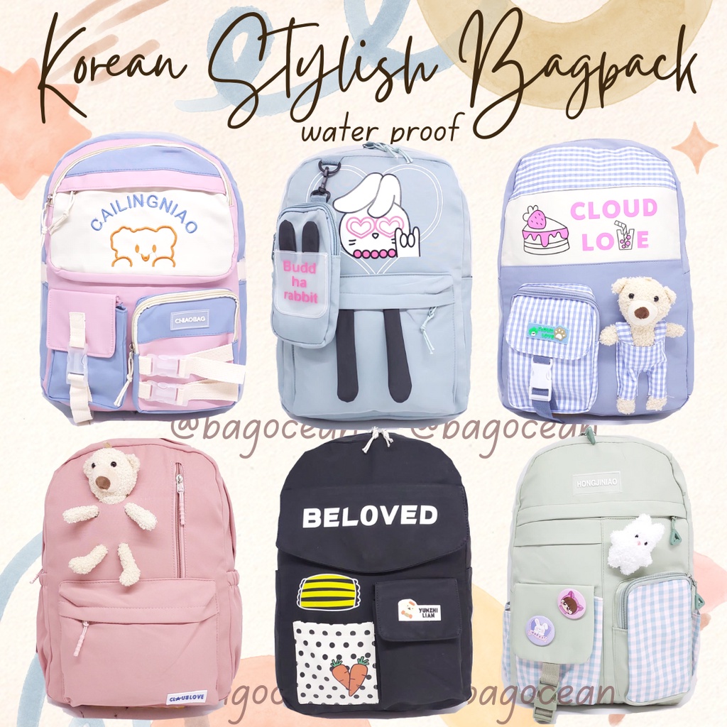 [NEW ARRIVALS] STYLISH KOREAN BAGPACK / TAS KOREA KEKINIAN / TAS REMAJA WANITA BARU / RANSEL SEKOLAH CEWEK MURAH / TAS KULIAH CEWEK / KOREAN BAGPACK / CUTE SCHOOL BAG / KOREAN AESTHETIC BAG / TAS ESTETIK / TAS SEKOLAH LUCU / WATERPROOF BAG