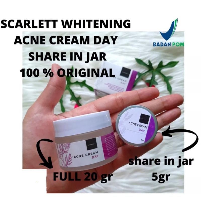 COD MINI Scarlett whitening brightly &amp; acne day night cream tester original 100%