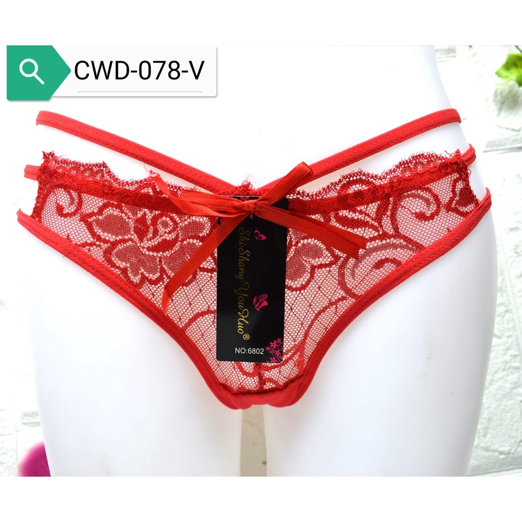 CD Wanita Sexy G String Transparan / Celana Dalam Cewe Import Renda Halus Free Size CWD-078-V