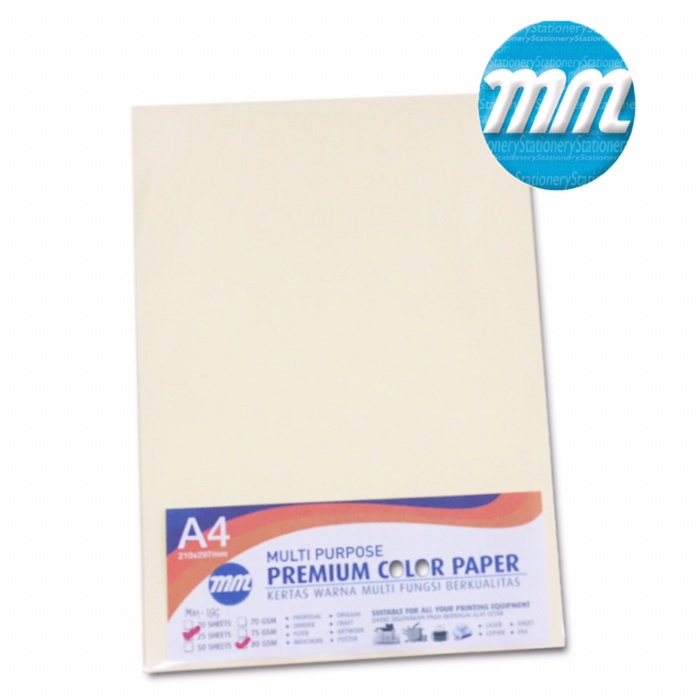 

HVS Warna A4 80gr MM-100 Ivory (1 rim)