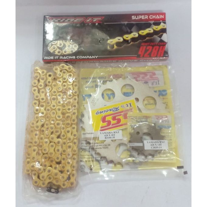 1SET GIR SSS 428/GEAR SET SSS 428 TEBAL ORIGINAL SSS YAMAHA RX KING/F1ZR/JUPITER MX OLD/JUPITER MX NEW 135/VEGA R NEW/VEGA R LAMA/JUPITER Z LAMA/JUPITER BURHAN/JUPITER MX LAMA/RXZ-Rantai ride it hsbt