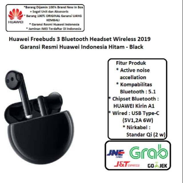 Huawei FreelaceBuds 3 2019 Freelace Buds 3 Garansi Resmi - Black