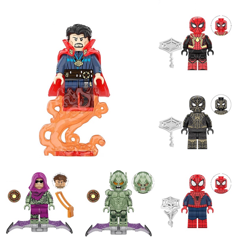 Setelan Superhero Spider-man Black Gold Unik Dr. Action Figure Blok Bangunan Mini Set Isi8