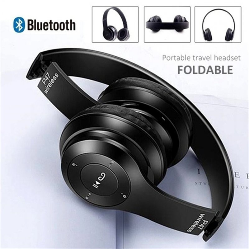 Headphone Bando Bluetooth  P47 Black Extra Bass