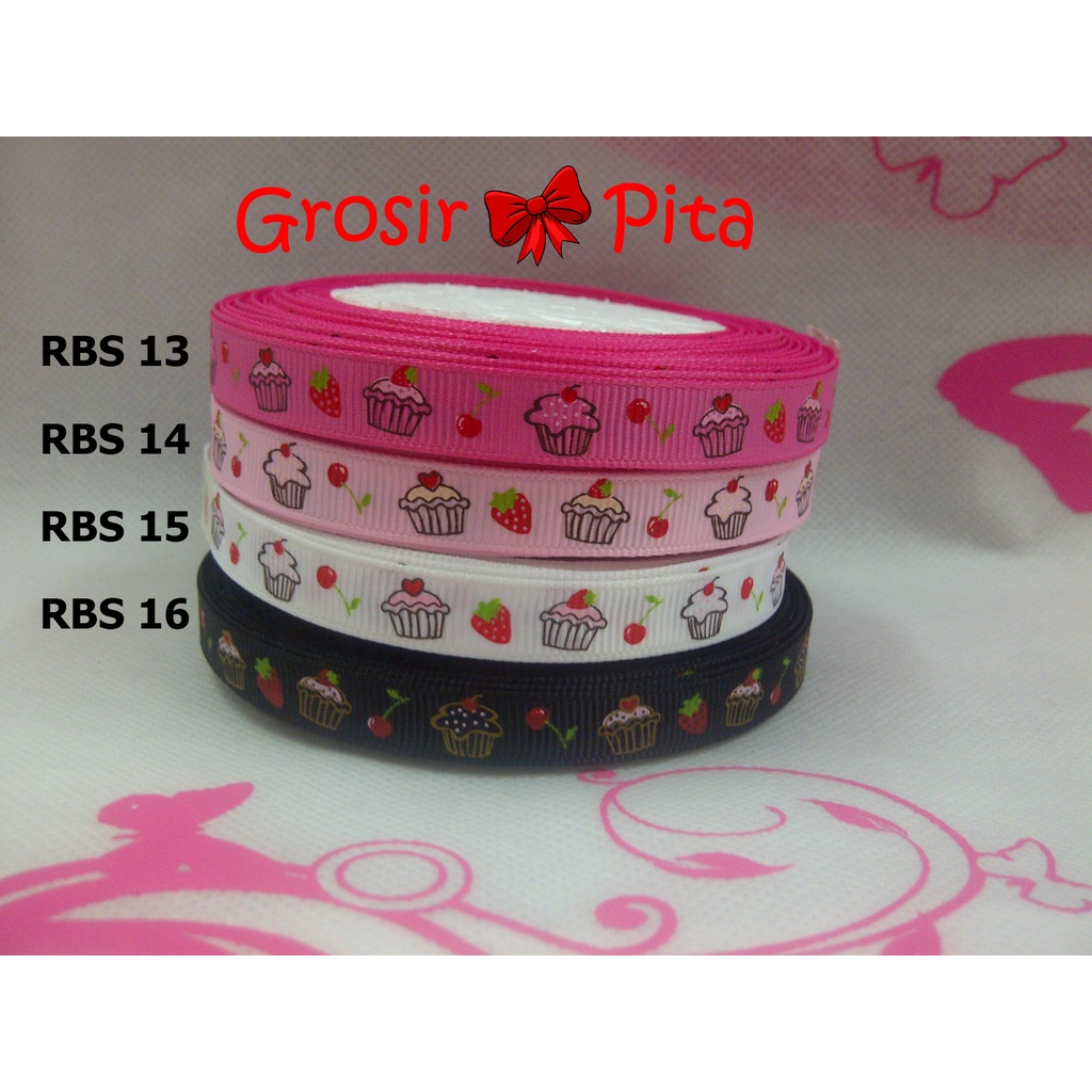 

(25 yard) Pita Grosgrain Motif Cupcake RBS 13,14,15,16 | Toko Bahan Craft | Grosir Pita