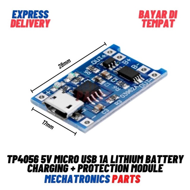 TP4056 5V MICRO USB 1A LITHIUM BATTERY CHARGING   PROTECTION MODULE