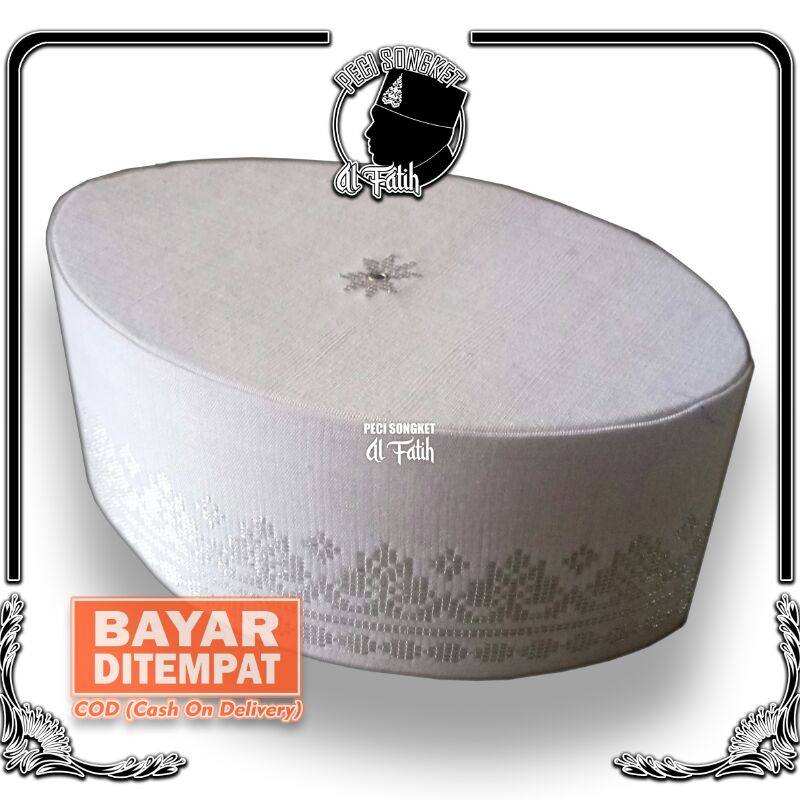 KOPIAH PUTIH PECI AKAD NIKAH PERALATAN SHOLAT FASHION MUSLIM DEWASA ANAK TENUN SONGKET