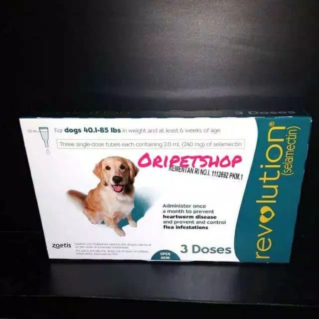 Revolution Dog Anjing 40.1-85 lbs Selamectin Obat Tetes kutu Anjing