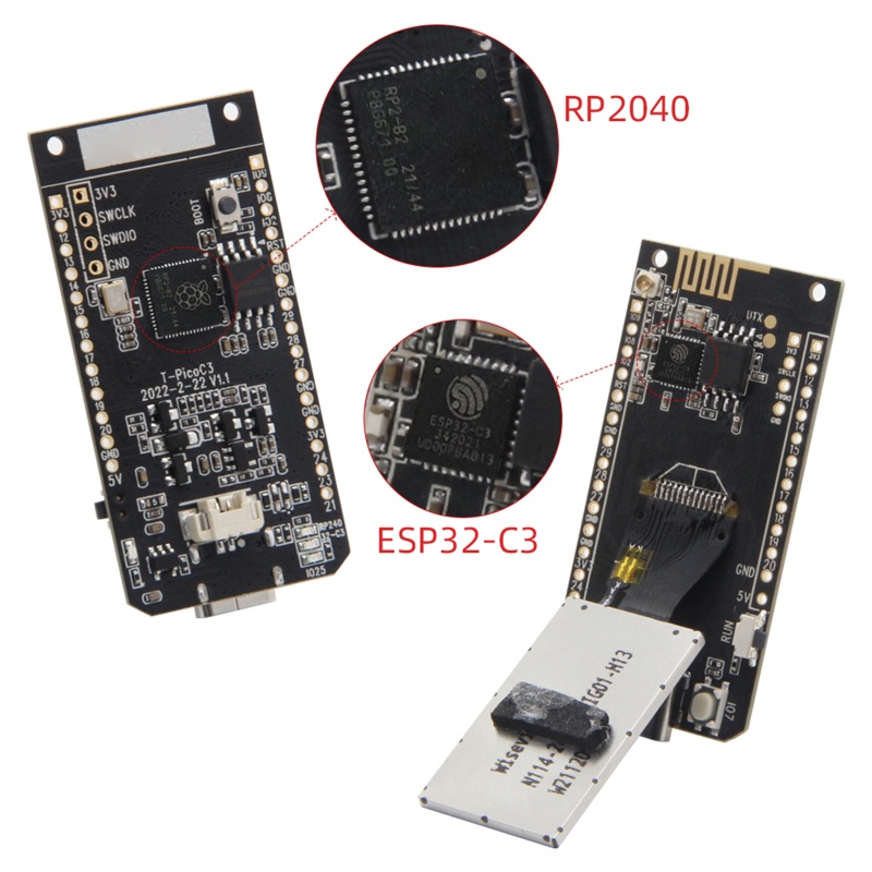 Btsg T-Pico C3 T-Display RP2040 Dual MCU Raspberry Pi Module 1.14 inch LCD IPS Screen Circuits Papan Pengembangan Untuk