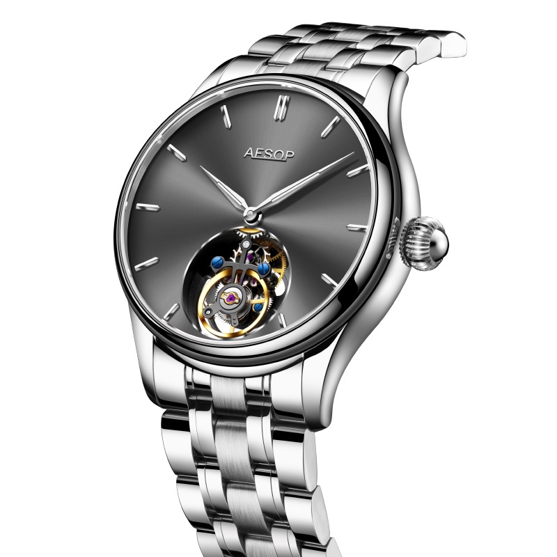 AESOP 100% Off axis Tourbillon Mechanical Skeleton Watch untuk Pria Jam Tangan Mekanik Jam Pria Kera