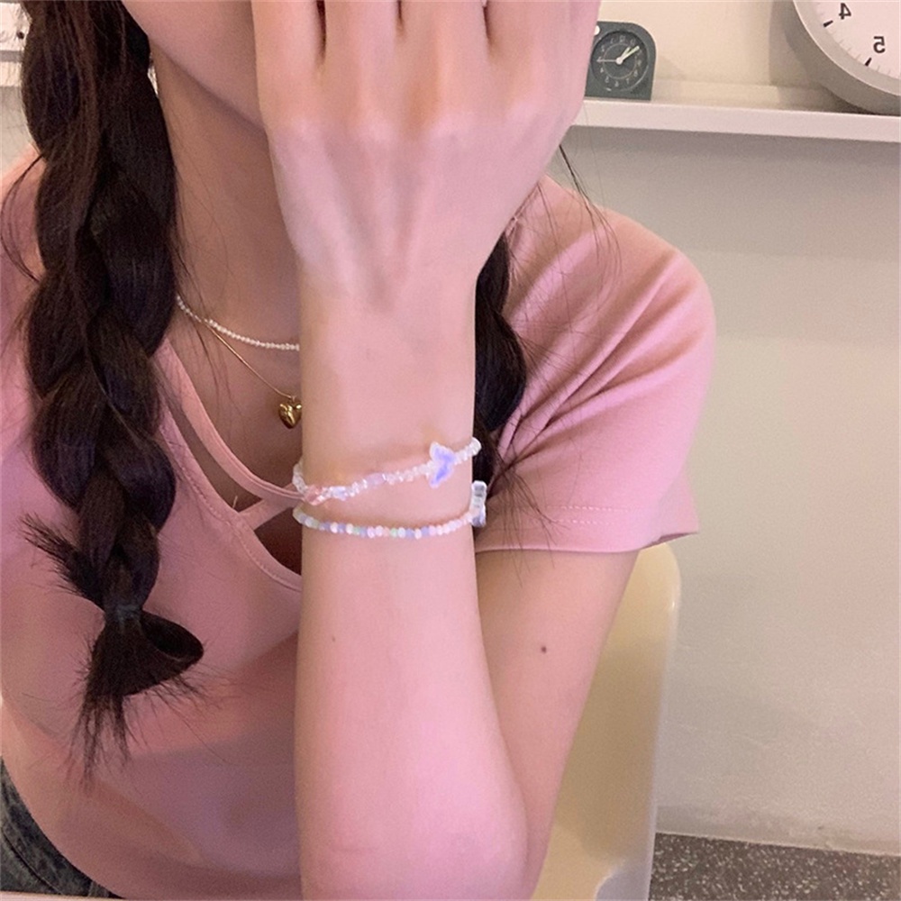 【COD Tangding】Gelang Tali Adjustable Desain Kupu-Kupu Bahan Akrilik Warna-Warni Untuk Wanita