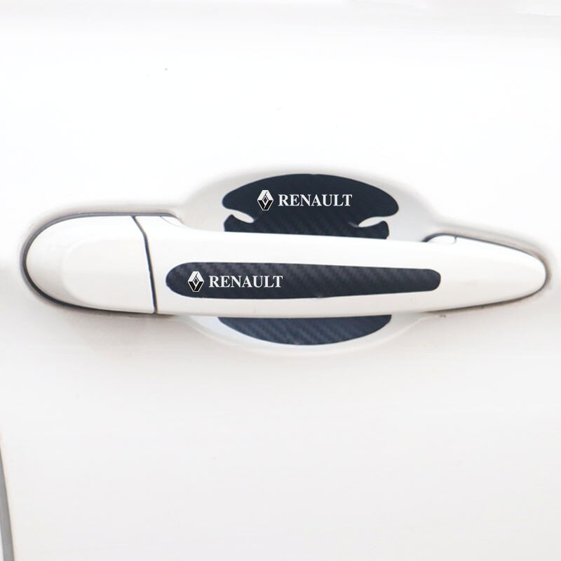 Renault 8Pcs Stiker Pelindung Handle Pintu Mobil Bahan Serat Karbon Untuk Fluence Clio Megane 2 Sandero Kwid Logan