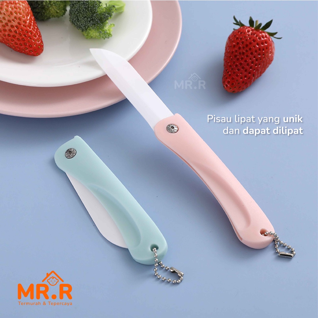 Pisau Dapur Lipat Pisau Travel Keramik Potong Memotong Buah Sayur Portable Folding Ceramic Knife