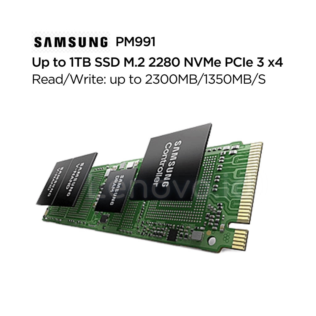 Samsung PM991 Storage SSD 1TB M.2 NVMe 2280 PCIe Gen3 x4 MZVLQ1T0HALB (seq read 2300 MB/s, write 1350 MB/s, random read 180K IOPS, write 260K IOPS) Internal Solid State Drive for Laptop, PC and Workstation