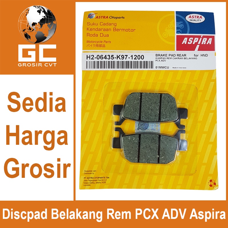 Aspira Kampas Rem Discpad Belakang Honda PCX ADV 150 160 H2-06435-K97-1200