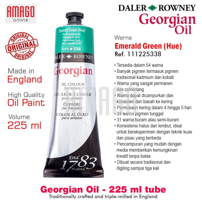 DALER-ROWNEY - GEORGIAN OIL PAINT 225ml - EMERALD GREEN HUE - 111225338