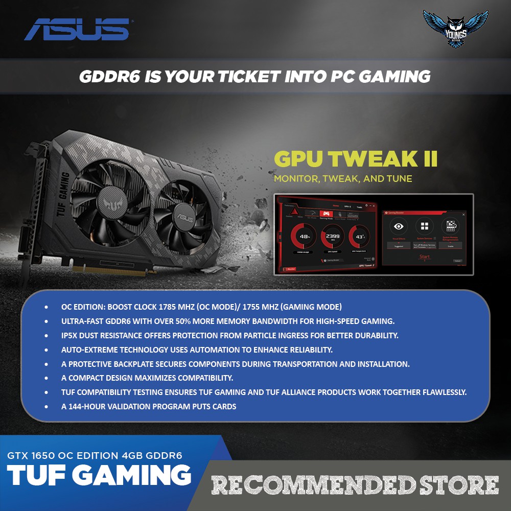 ASUS TUF GTX 1650 P GAMING OC 4GB DDR6 VGA CARD NVIDIA