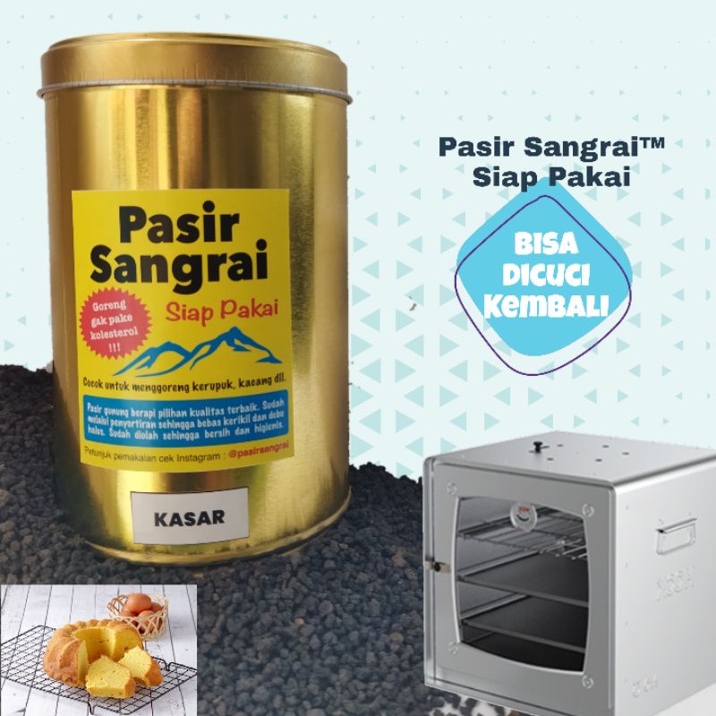 Pasir Sangrai® Siap Pakai Varian KASAR Kemasan Toples Kaleng 1Kg Untuk Oven Tangkring Panggangan Kue/Roti