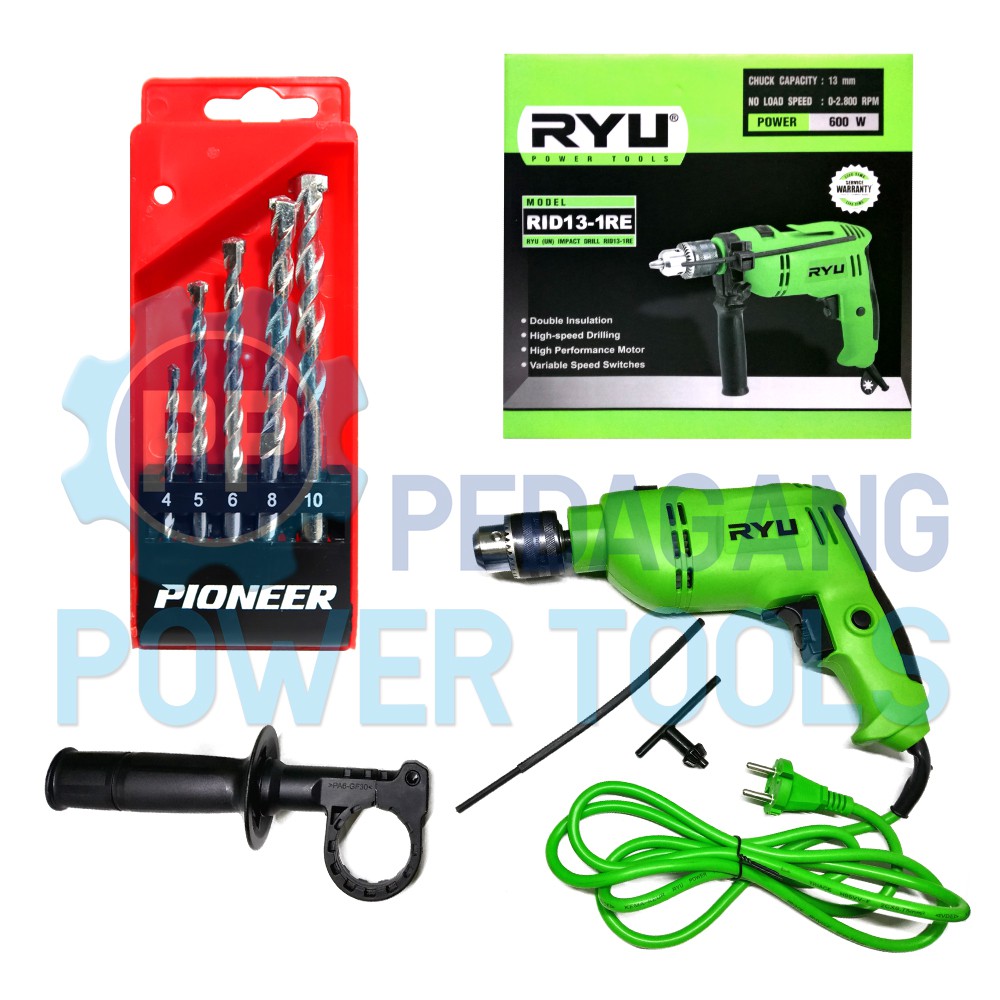 RYU RID13-1RE MESIN BOR TEMBOK LISTRIK 13MM + PIONEER MATABOR BETON