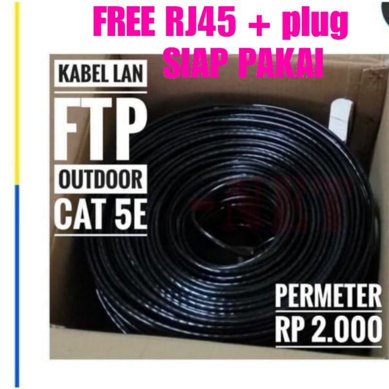 Kabel METERAN LAN OUTDOOR STP FTP Cat5e sudah pasang plung +rj45($iap pakai)