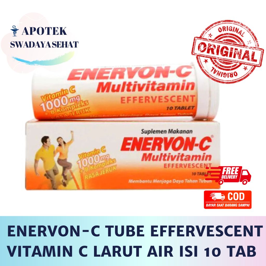 ENERVON-C TUBE EFFERVESCENT Isi 10 Tablet Larut Air Vitamin C Multivitamin Suplemen Enervon C