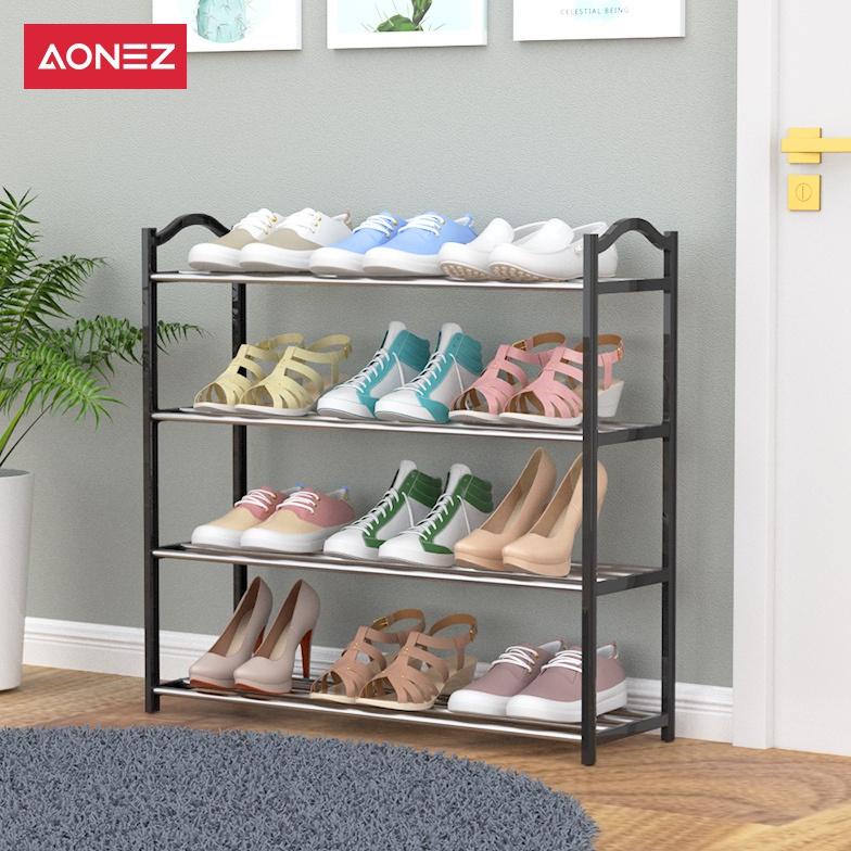 AONEZ 4 LAYERS MINIMALIS RAK SEPATU BESI BERTINGKAT RAK SUSUN SEPATU MULIFUNGSI RAK TERLARISS...,,,,