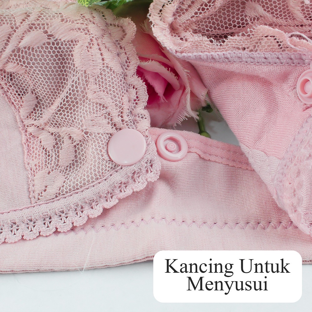 Bra Bh Tanpa Kawat Tanpa Busa Wanita Menyusui Bahan Katun Bukaan Depan Sexy Motif Polos - 332