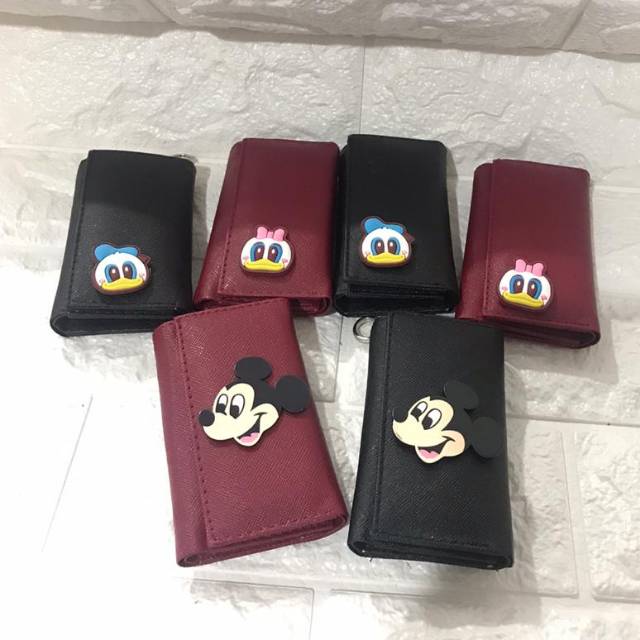 Gantungan Sarung Dompet Kunci Lipat Kulit Sintentis DONALD DUCK MICKEY MOUSE DAISY DUCK SERIES