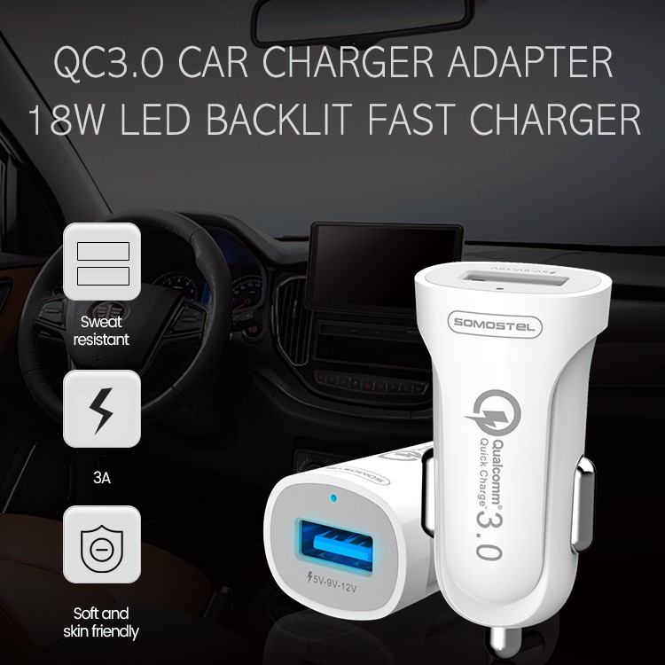 Somostel Car Charger adapter Fast Charging 3.0 Ampere