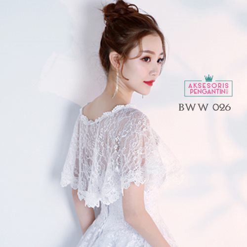 [READY STOCK] AKSESORIS WEDDING BOLERO KARDIGAN CARDIGAN PESTA LACE PUTIH BWW026