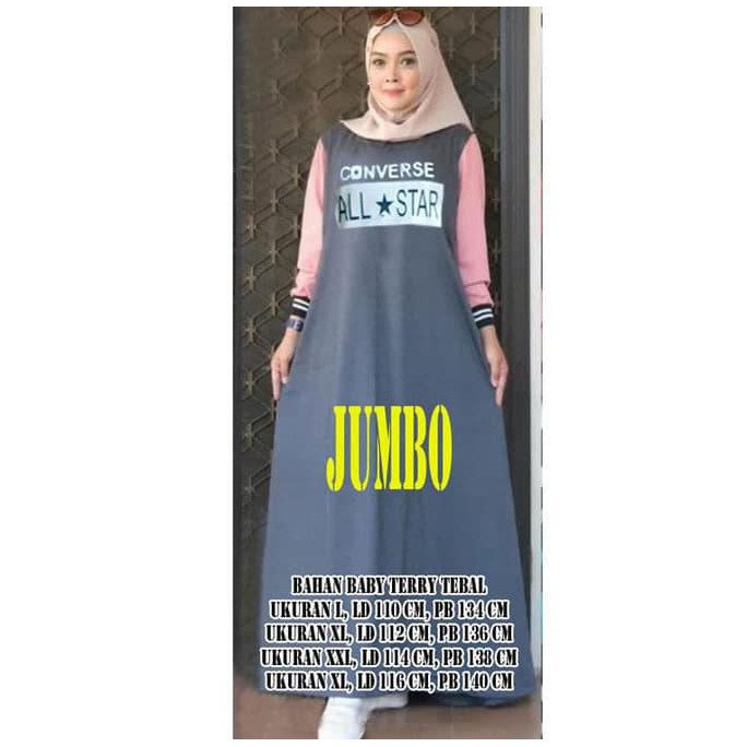 NW Store BAJU GAMIS MAXI CONVERSE ABU TUA PINK JUMBO XXXL