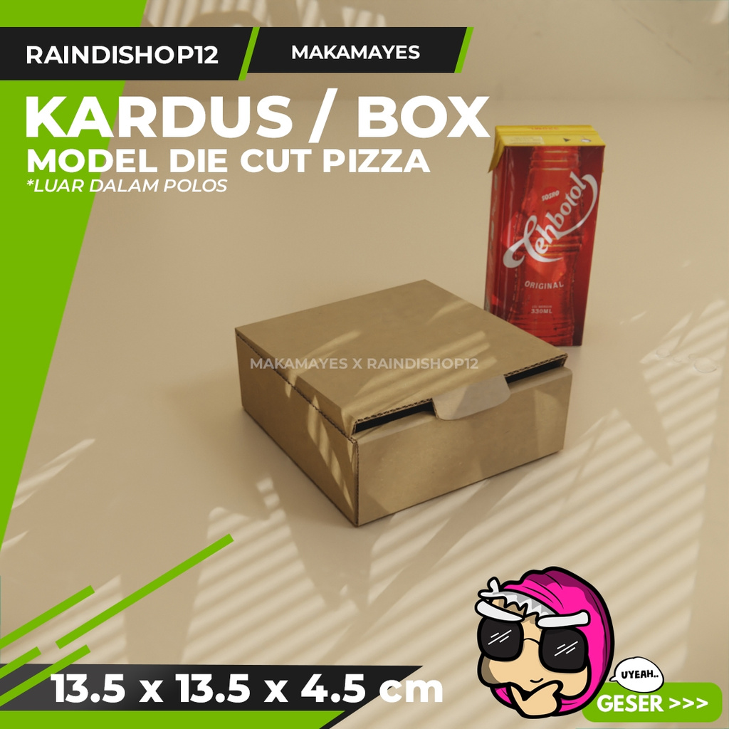 

(MIN 10 PCS) BOX 13.5 X 13.5 X 4.5 CM KARDUS DIE CUT PIZZA KEMASAN PACKAGING KADO