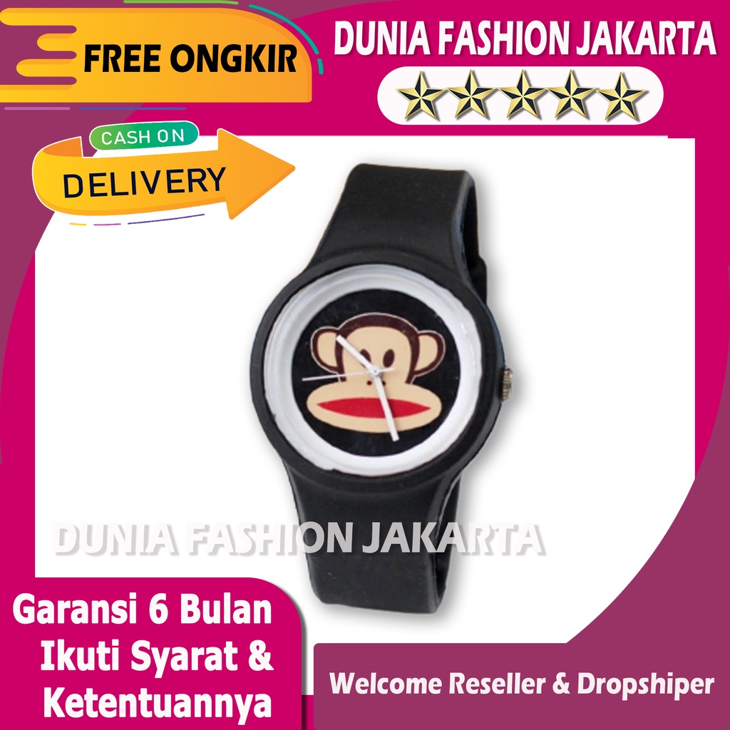 Jam Tangan Wanita Paul Frank 3825BJ Analog Tali Rubber Free Box Ori & Baterai - Bisa Cod