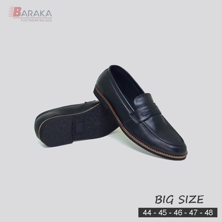 sepatu pantofel pria big size / sepatu casual formal cowo keren style / sepatu loafers kulit hitam / sepatu cowok laki laki pria ukuran besar jumbo nomer 43 44 45 46 47 48