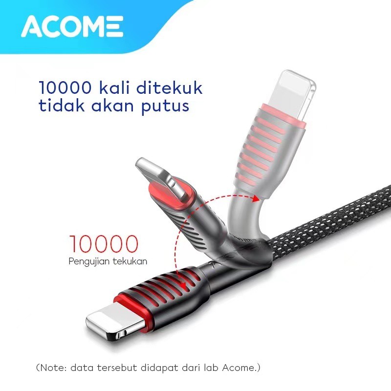 ACOME Kabel Data iPhone 100cm AiC Fast Charging Garansi Resmi 1 Thn original Cable ASL-010