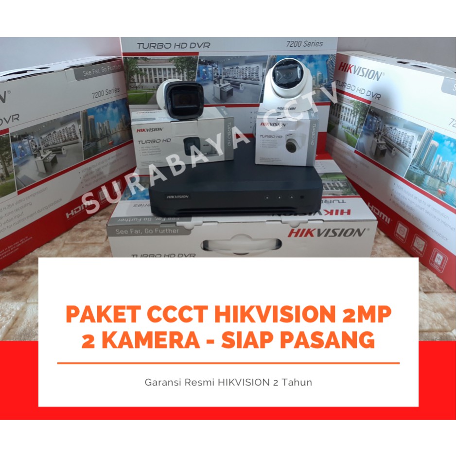 Paket CCTV Hikvision Turbo HD 2MP 2 Kamera HDD 1TB Kamera Siap Pasang