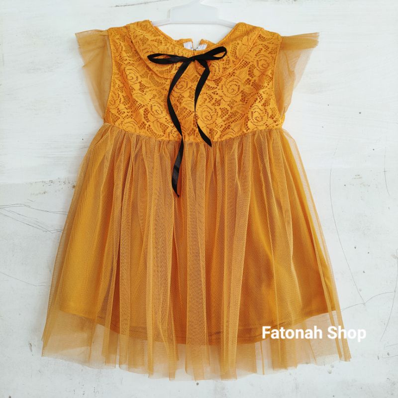 Dress anak cewek 1 2 tahun gaun tutu anak Pakaian anak cewek perempuan brokat mewah ( dress Anne )