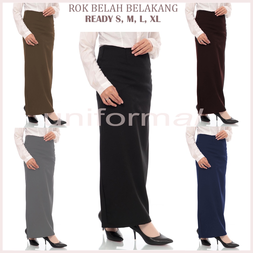 Rok Span Panjang BELAH BELAKANG Ukuran S M L XL Bahan Gabardine Premium Hitam Navy Abu Mocca Coklat Maxi Skirt Polos / Kerja / Kantor / Kantoran / Formal / The Executive / Crocus / MyYoora / Allia / Rokgaliya / Nexxa / Termurah / Terlaris / ORIGINAL Aura