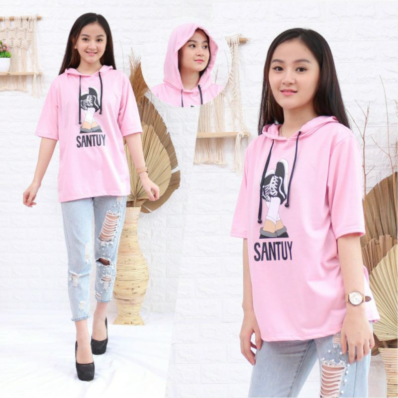 COD/ARPIOS SHOP - Hoodie SANTUY - Hoodie Lengan Pendek PRIA / WANITA / COUPLE Model Kekinian