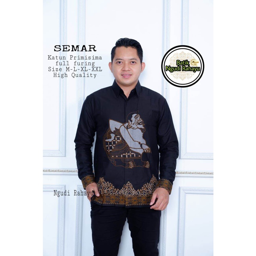 Kemeja batik pria motif semar/hem batik pria terbaru/baju batik lengan panjang full furing