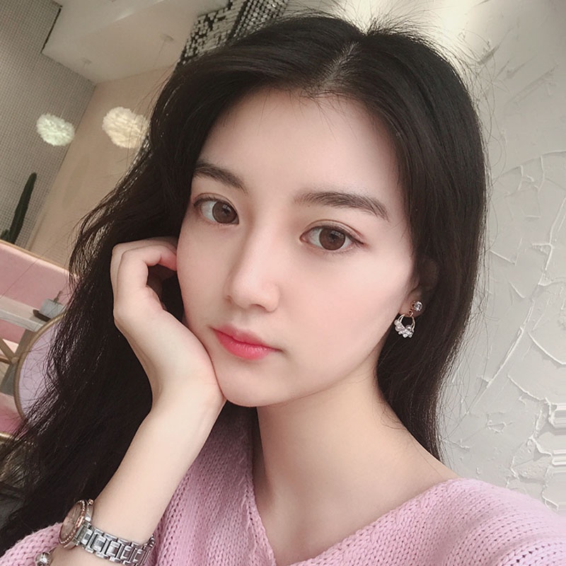 Roselife S925 Silver Pearl Crystal Beaded Round Dangle Earrings for Women Girls 1 Pair-3