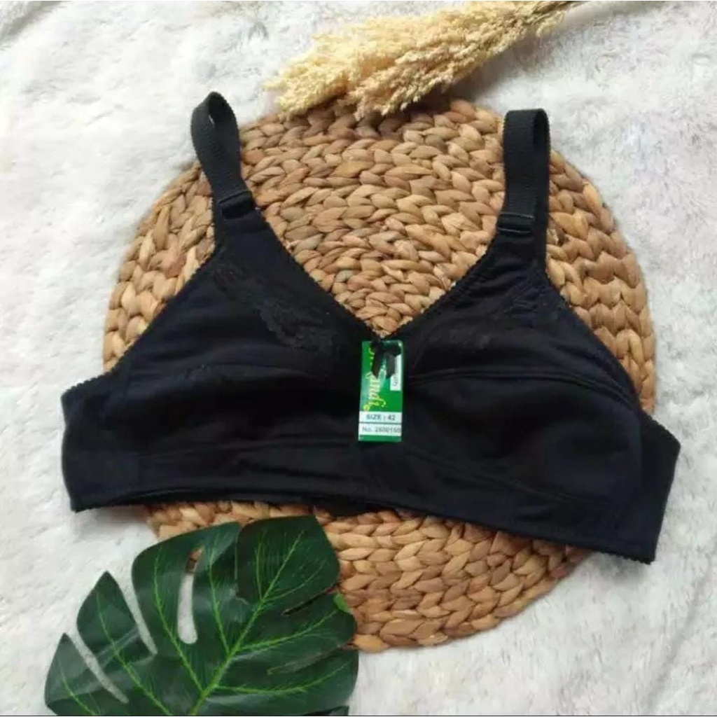 Sport Bra Hitam Cup Besar Plum Srikandi BH Hitam Wanita Tanpa Busa kawat Cup B uk 36 38 40