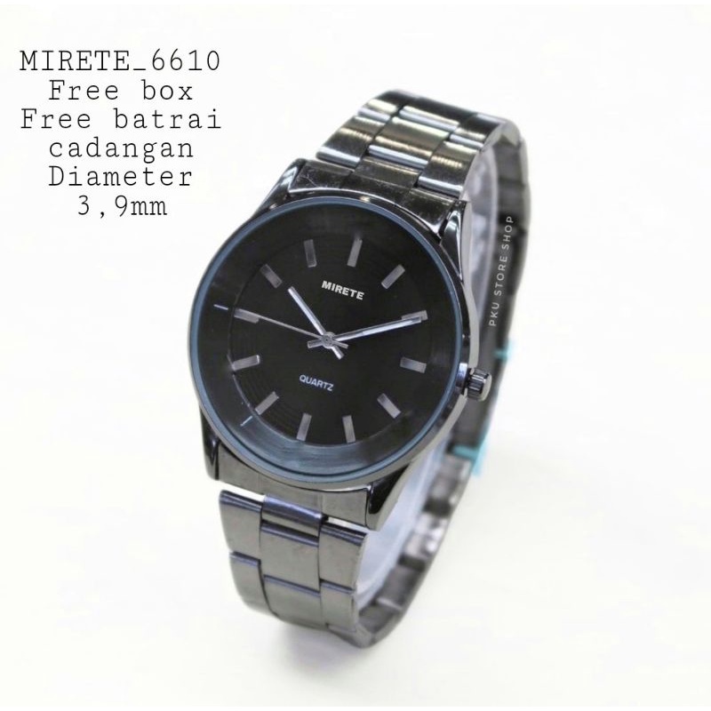 mirete_6610 Free box jam tangan pria terbaru Water  resistant jam tangan pria rantai stainlis stel bulat  jam tangan import mirete