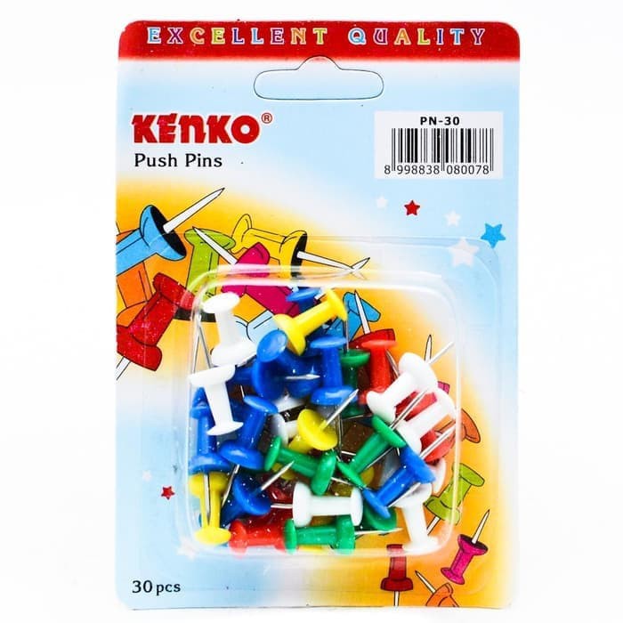 

Kenko Color Trans Push Pins / Paku Pin Warna PN-30TR isi 30