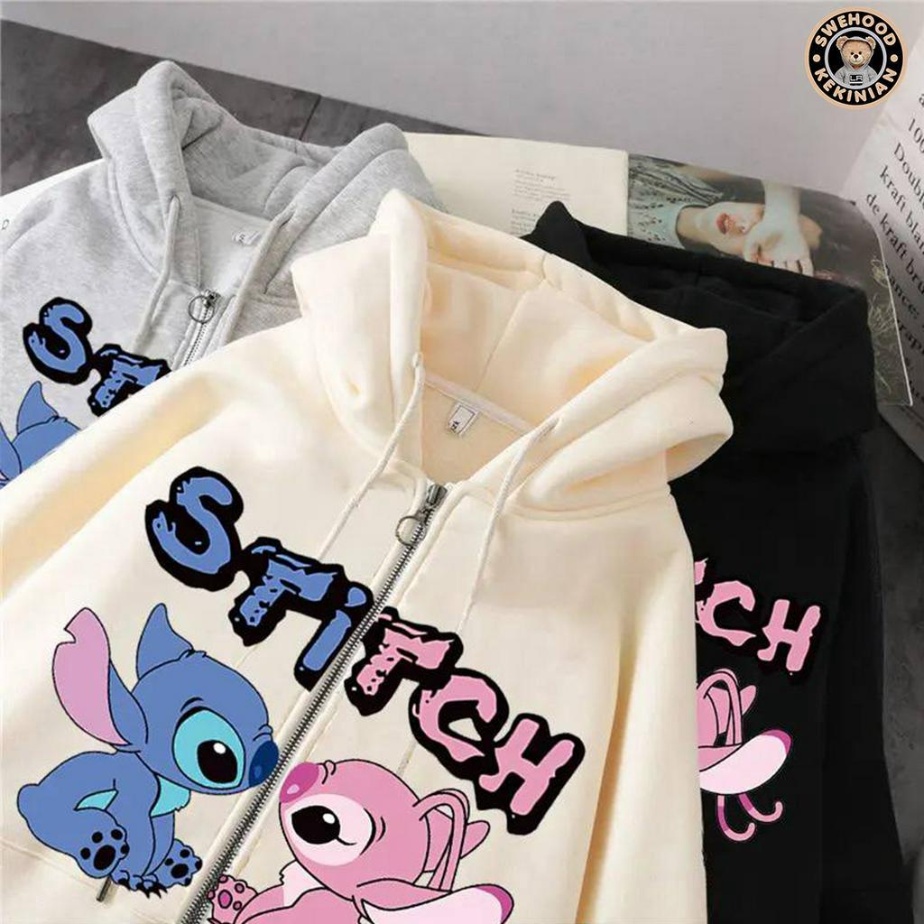 STITCH GEMOY ZIPPER PREMIUM Jacket Crewneck Sweater Hoodie Wanita Kekinian Oversize Fashion Outfit Ootd Korean Style Jaket Krunek Suiter Hudie Jicket Crewnek Sweter Hody Cewek Remaja Bahan Fleece Tebal LD 110 PB 65