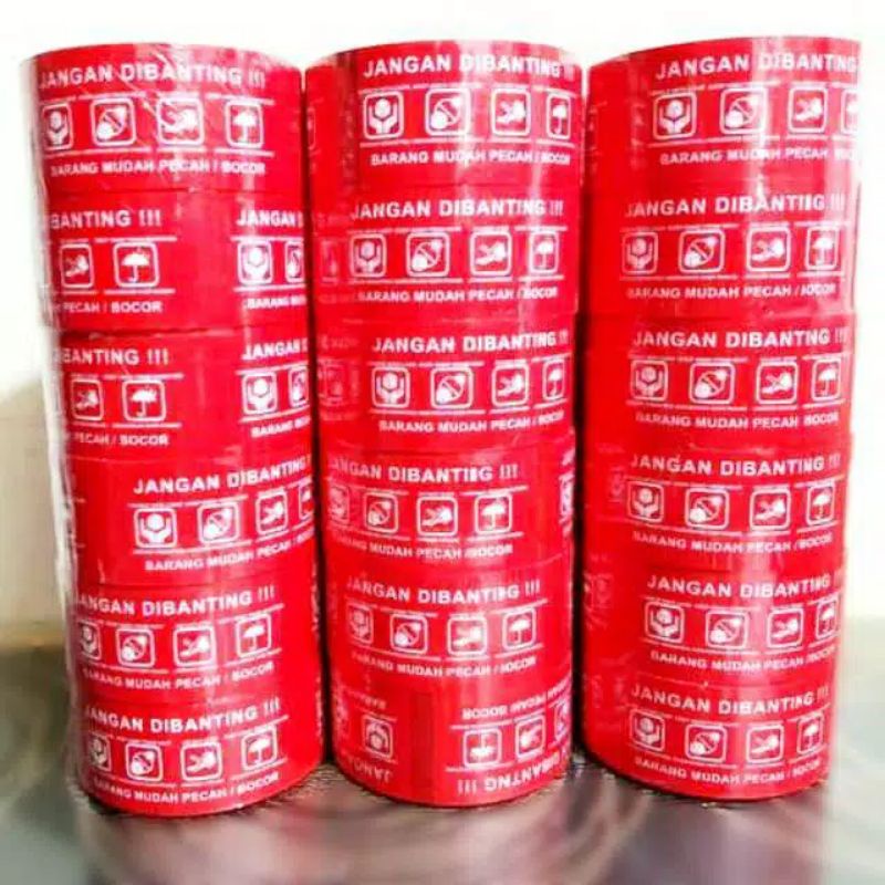 

LAKBAN FRAGILE MURAH 2 INCH 50 YARD/LAKBAN FRAGILE UNTUK PACKING/LAKBAN ANTI PECAH BELAH PACKING