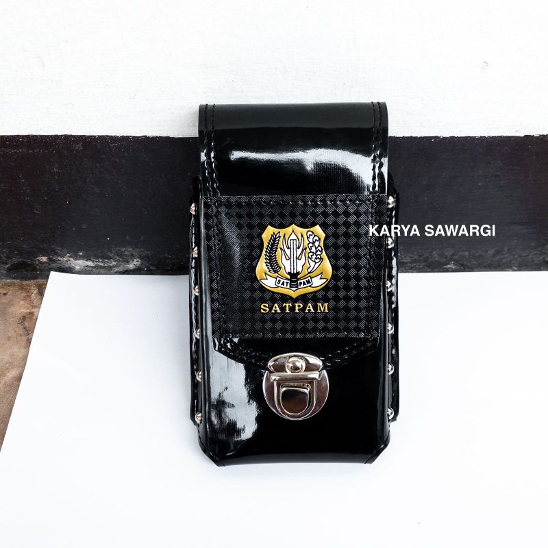 Sarung HP Pinggang Satpam Security kulit Kilap